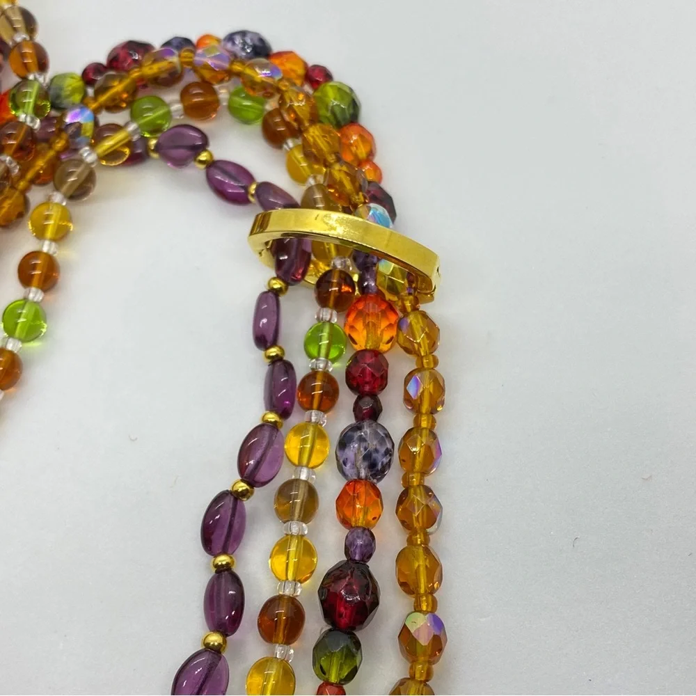 Vintage Joan River Four Strand Autumn Czech Glass Bead Long/Mid/Torsade Necklace - Picture 2 of 6